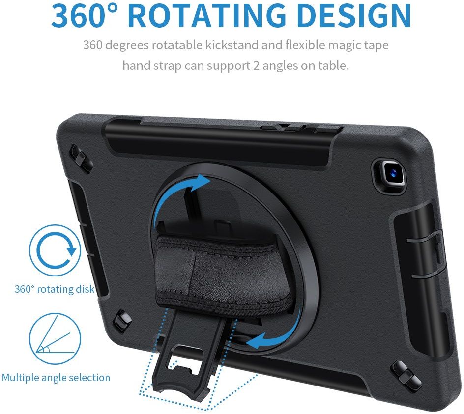 Samsung Galaxy Tab A 8.0 (2019) Hoes 360° Kickstand Back Cover Zwart afbeelding 4