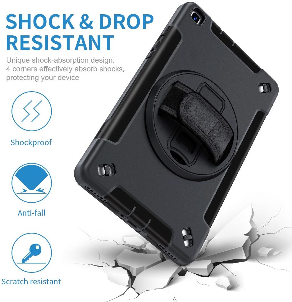 Samsung Galaxy Tab A 8.0 (2019) Hoes 360° Kickstand Back Cover Zwart afbeelding 3
