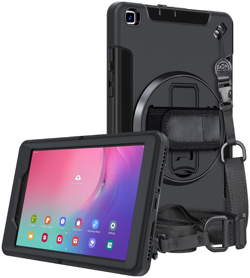 Samsung Galaxy Tab A 8.0 (2019) Hoes 360° Kickstand Back Cover Zwart afbeelding 1