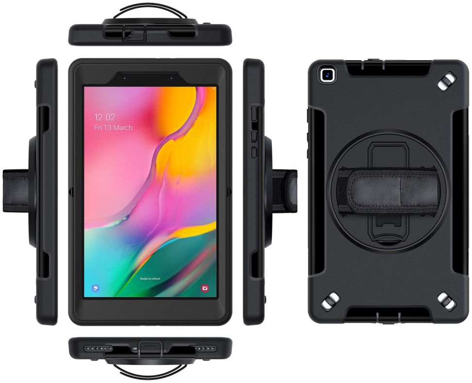 Samsung Galaxy Tab A 8.0 (2019) Hoes 360° Kickstand Back Cover Zwart afbeelding 20