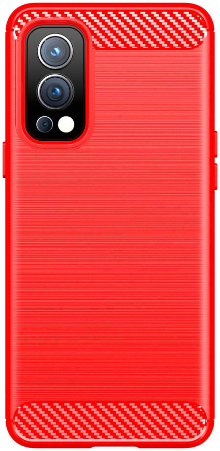 OnePlus Nord 2 5G Hoesje Geborsteld TPU Flexibele Back Cover Rood afbeelding 1