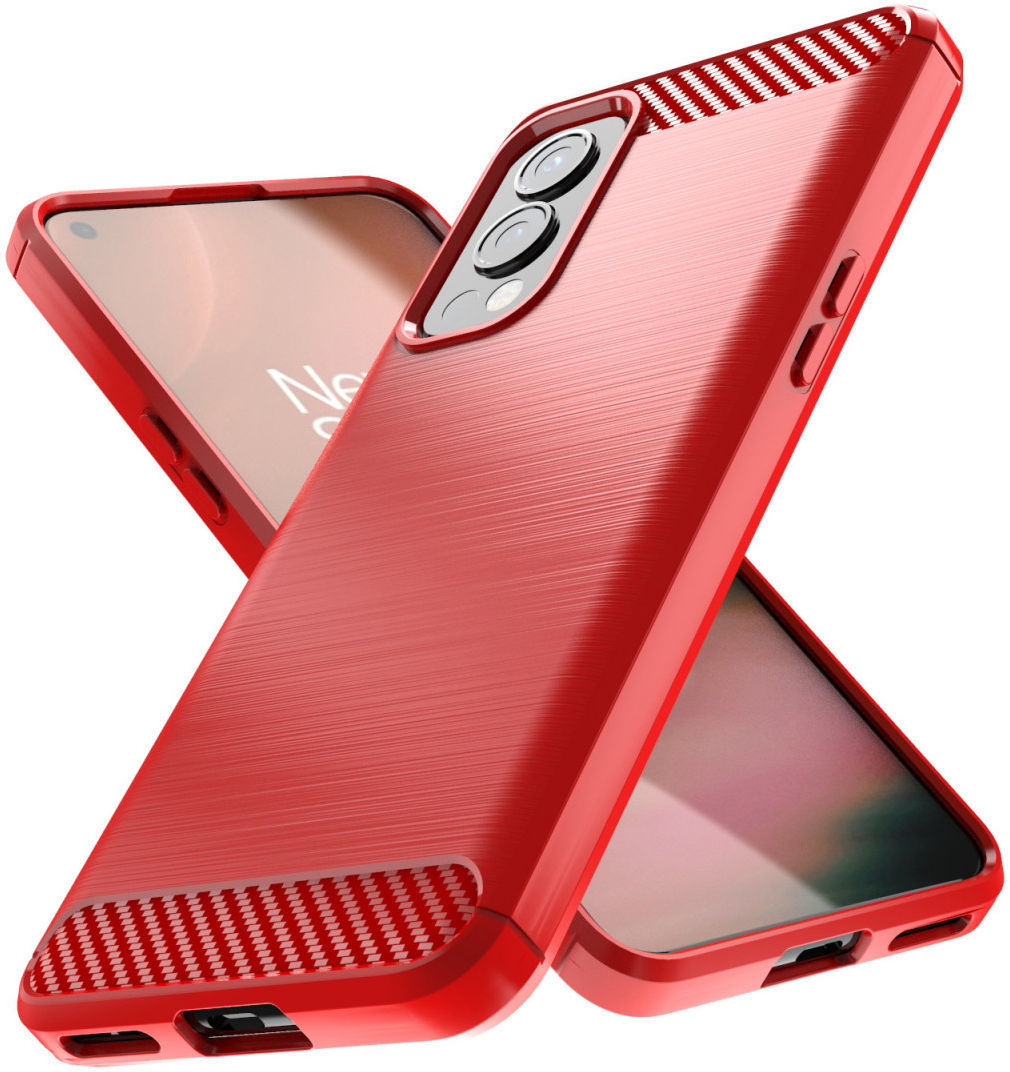 OnePlus Nord 2 5G Hoesje Geborsteld TPU Flexibele Back Cover Rood afbeelding 7