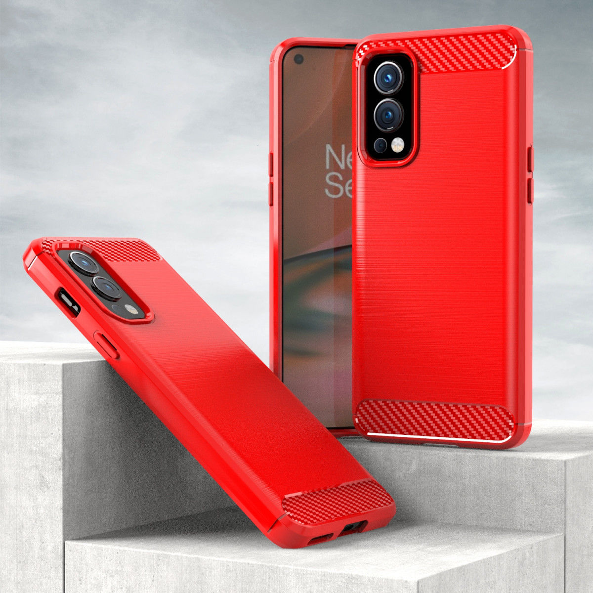 OnePlus Nord 2 5G Hoesje Geborsteld TPU Flexibele Back Cover Rood afbeelding 8