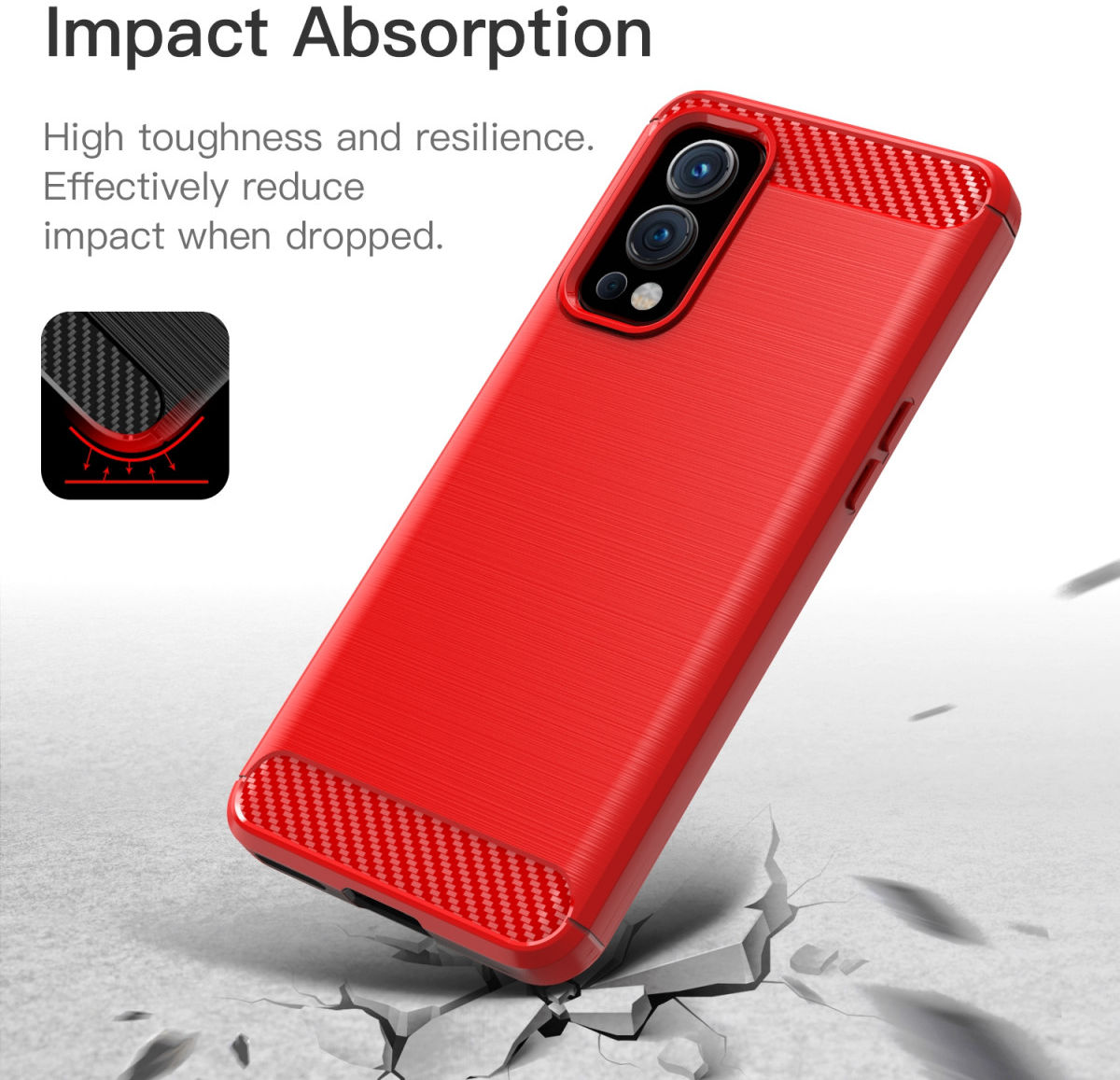OnePlus Nord 2 5G Hoesje Geborsteld TPU Flexibele Back Cover Rood afbeelding 5