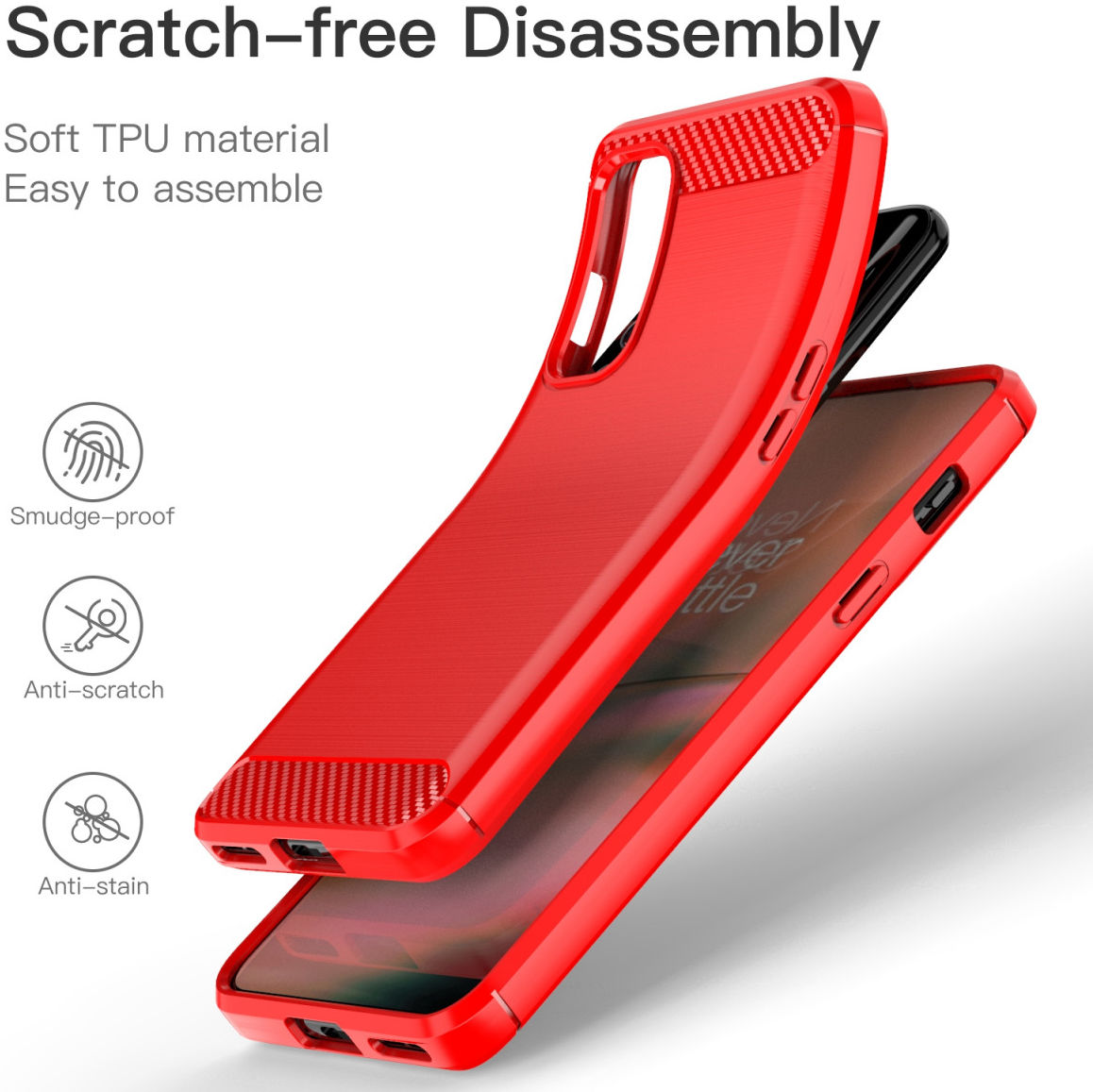 OnePlus Nord 2 5G Hoesje Geborsteld TPU Flexibele Back Cover Rood afbeelding 6