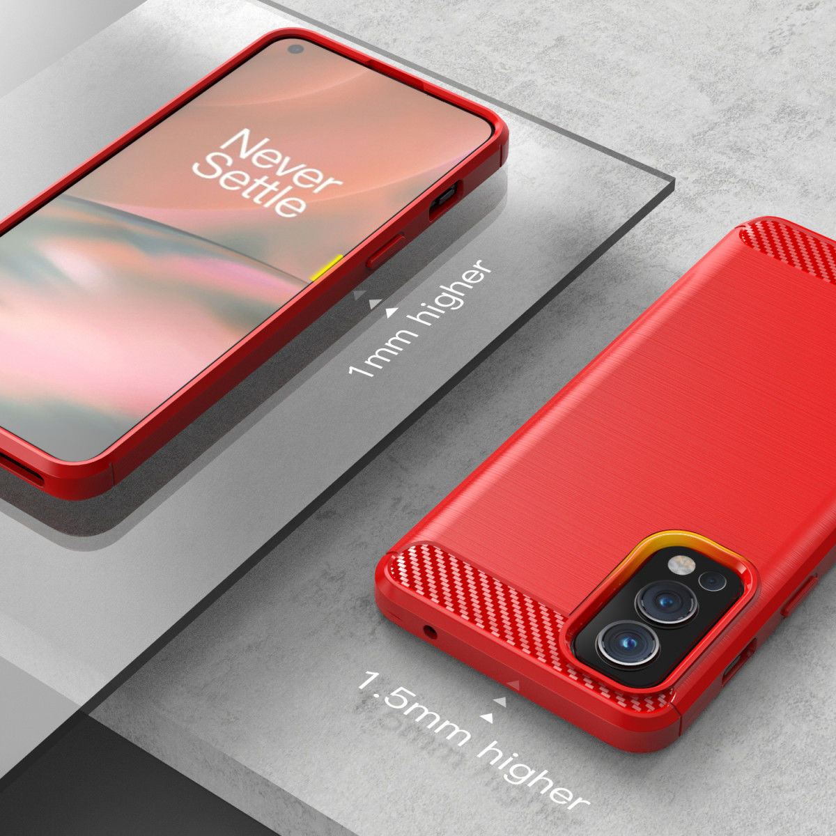 OnePlus Nord 2 5G Hoesje Geborsteld TPU Flexibele Back Cover Rood afbeelding 9