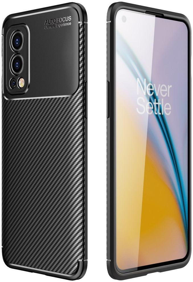 OnePlus Nord 2 5G Hoesje Siliconen Carbon TPU Back Cover Zwart afbeelding 5