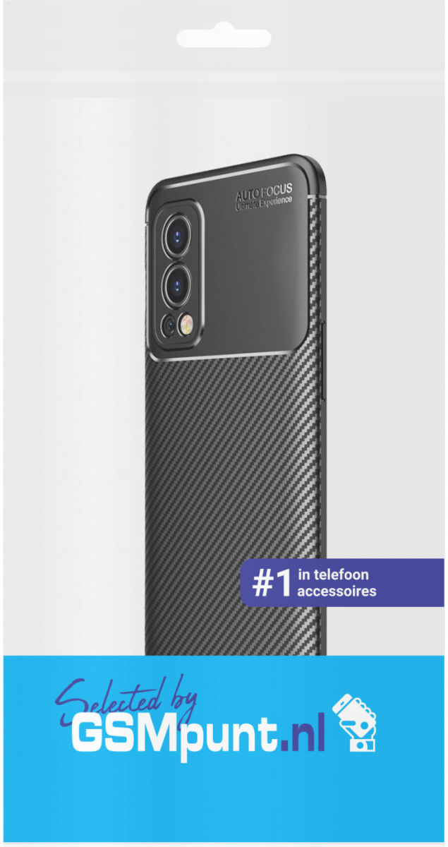 OnePlus Nord 2 5G Hoesje Siliconen Carbon TPU Back Cover Zwart afbeelding 4