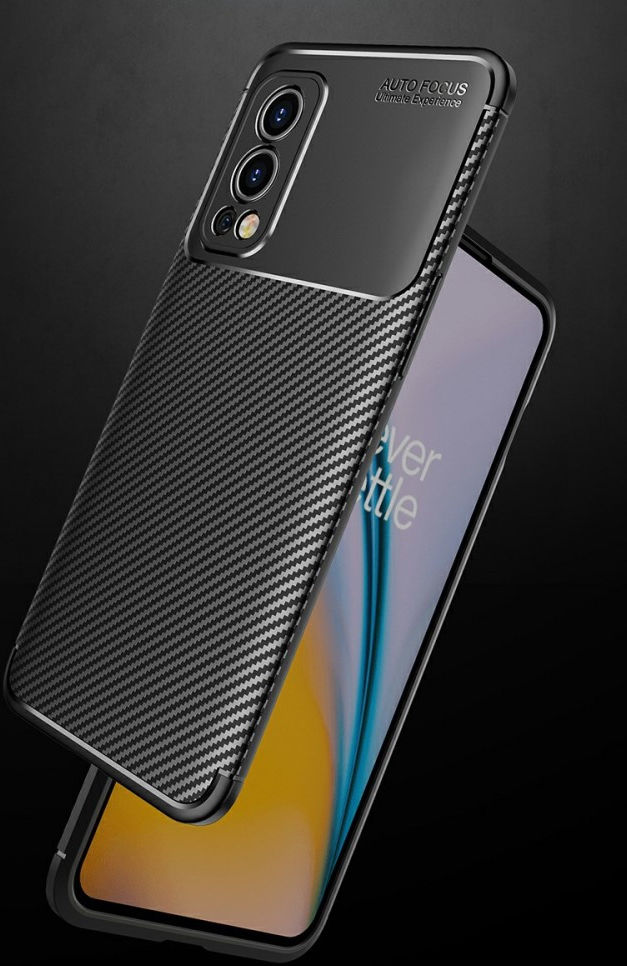 OnePlus Nord 2 5G Hoesje Siliconen Carbon TPU Back Cover Zwart afbeelding 7