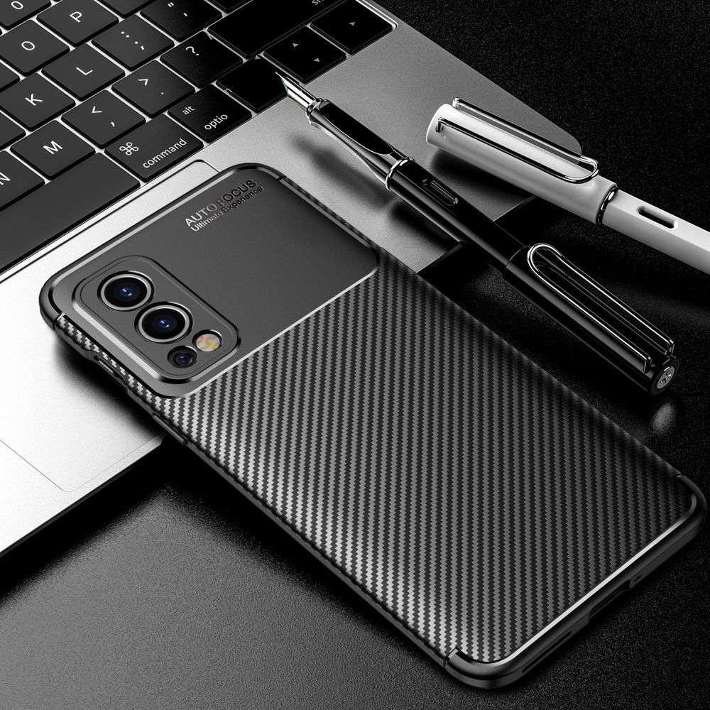 OnePlus Nord 2 5G Hoesje Siliconen Carbon TPU Back Cover Zwart afbeelding 10