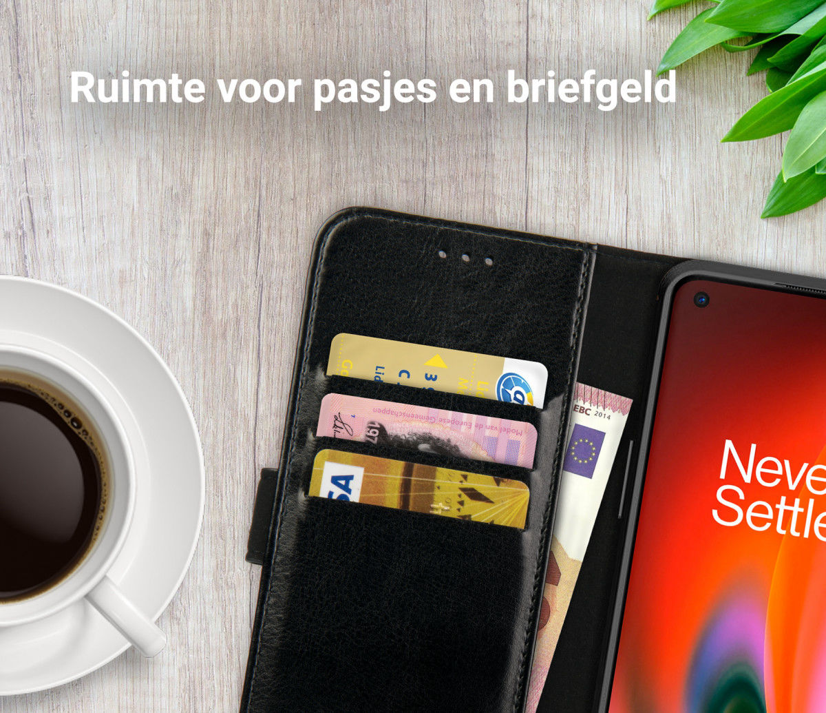 Rosso Element OnePlus Nord 2 5G Hoesje Book Cover Wallet Zwart afbeelding 8