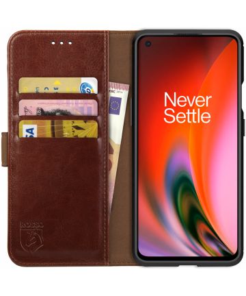 Rosso Element OnePlus Nord 2 5G Hoesje Book Cover Wallet Bruin Hoesjes