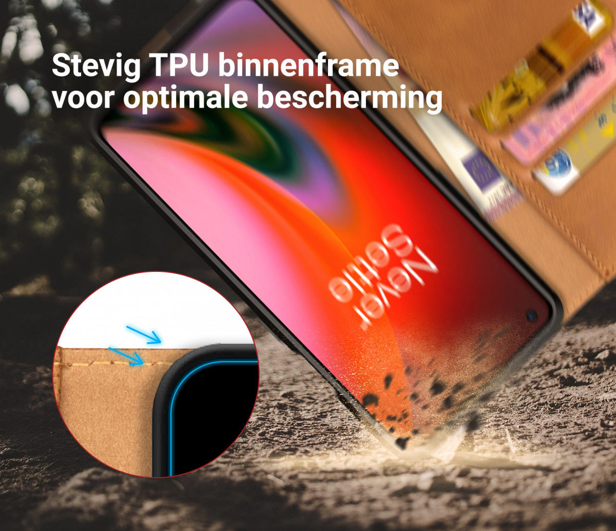 Rosso Element OnePlus Nord 2 5G Hoesje Book Cover Wallet Lichtbruin afbeelding 5