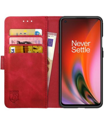 Rosso Element OnePlus Nord 2 5G Hoesje Book Cover Wallet Rood Hoesjes