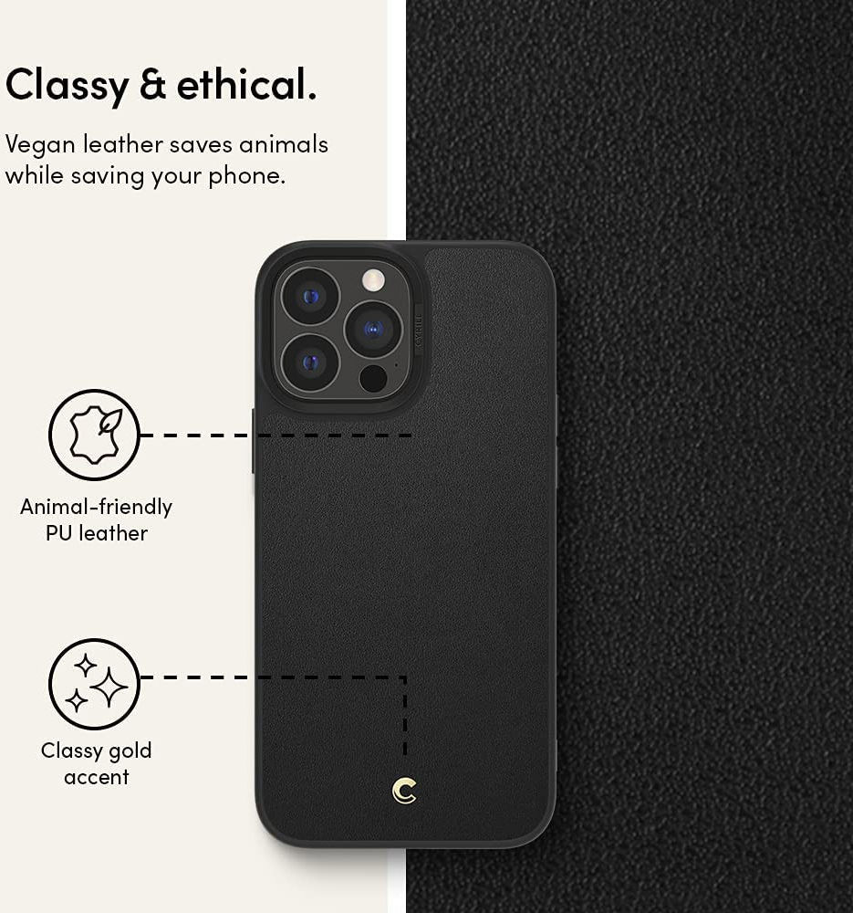 Spigen Cyrill Leather Brick Apple iPhone 13 Pro Max Hoesje Zwart afbeelding 4