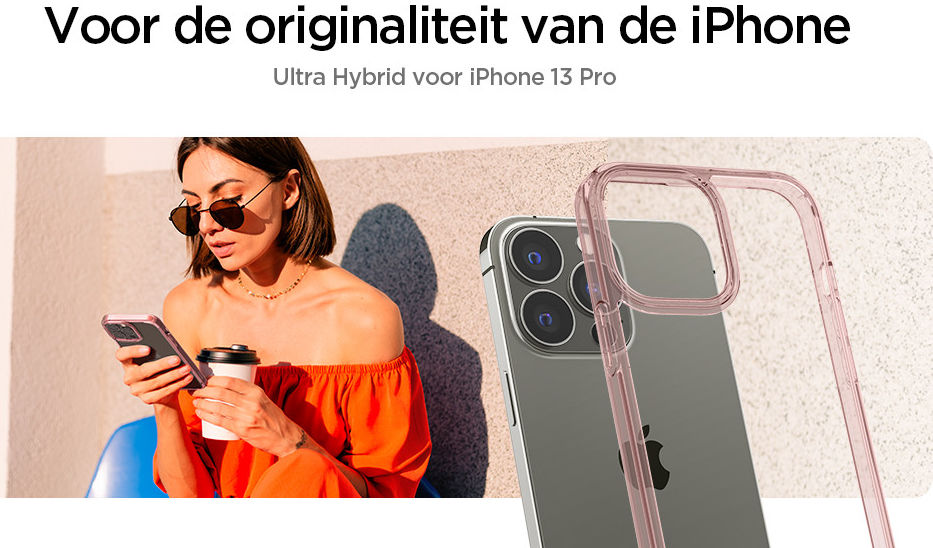 Spigen Ultra Hybrid Apple iPhone 13 Pro Hoesje Transparant/Roze afbeelding 4