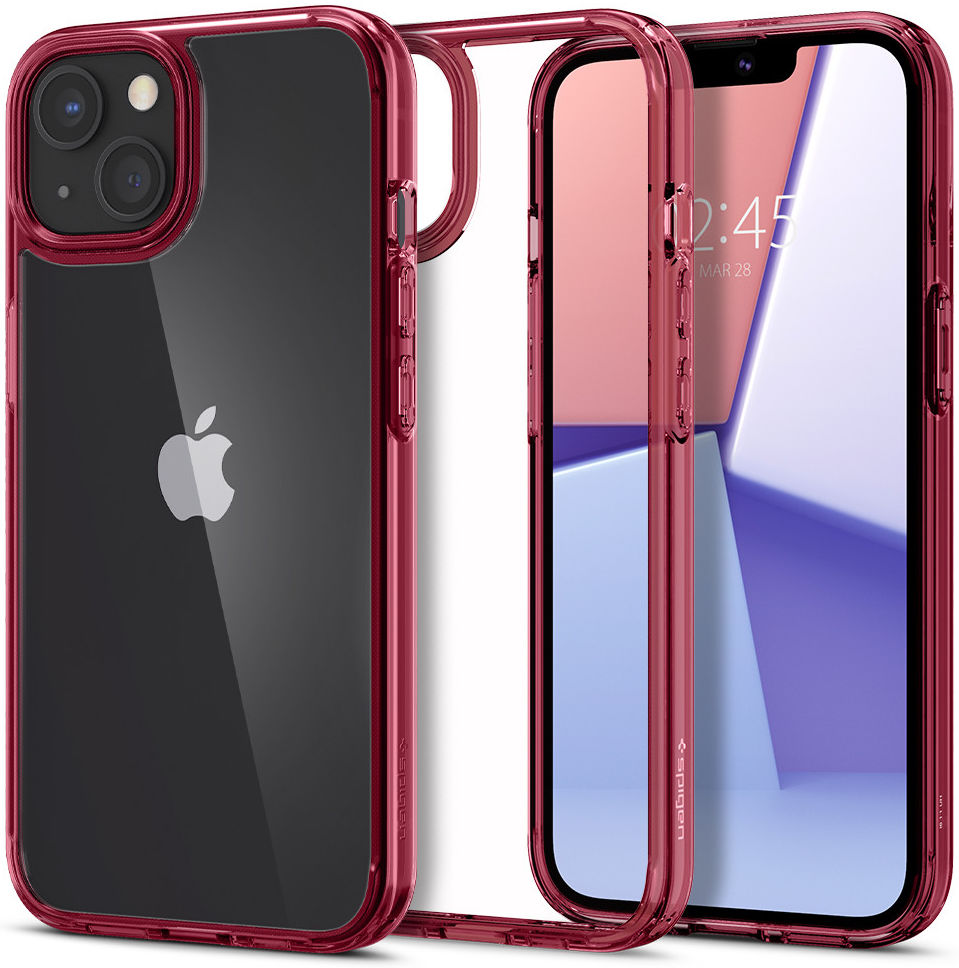 Spigen Ultra Hybrid Apple iPhone 13 Mini Hoesje Transparant/Rood afbeelding 1