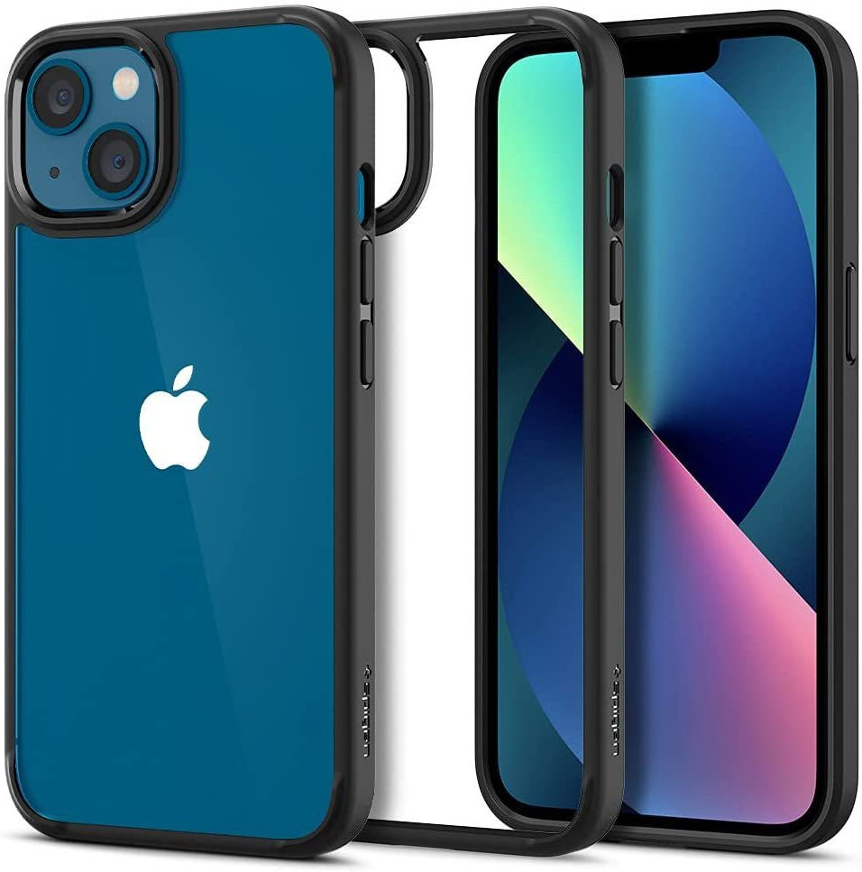 Spigen Crystal Hybrid Apple iPhone 13 Hoesje Transparant Zwart afbeelding 1