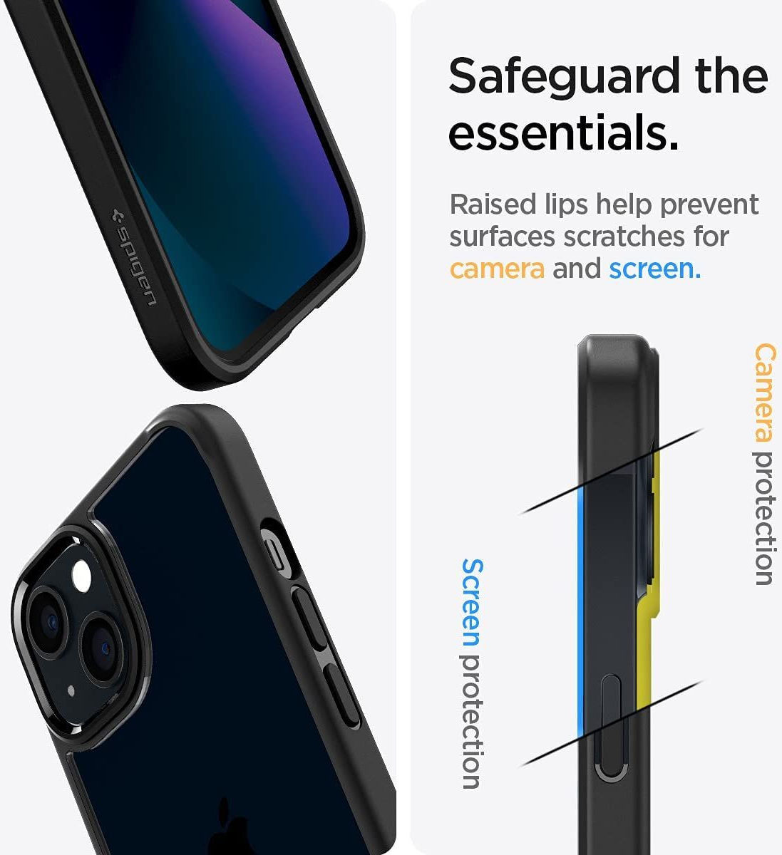 Spigen Crystal Hybrid Apple iPhone 13 Hoesje Transparant Zwart afbeelding 3