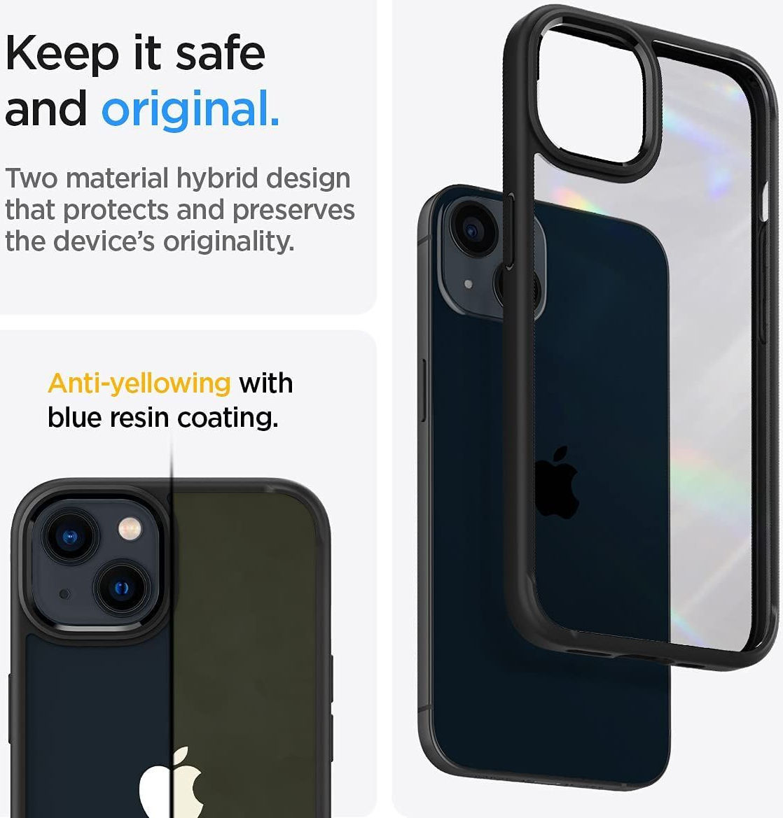 Spigen Crystal Hybrid Apple iPhone 13 Hoesje Transparant Zwart afbeelding 5