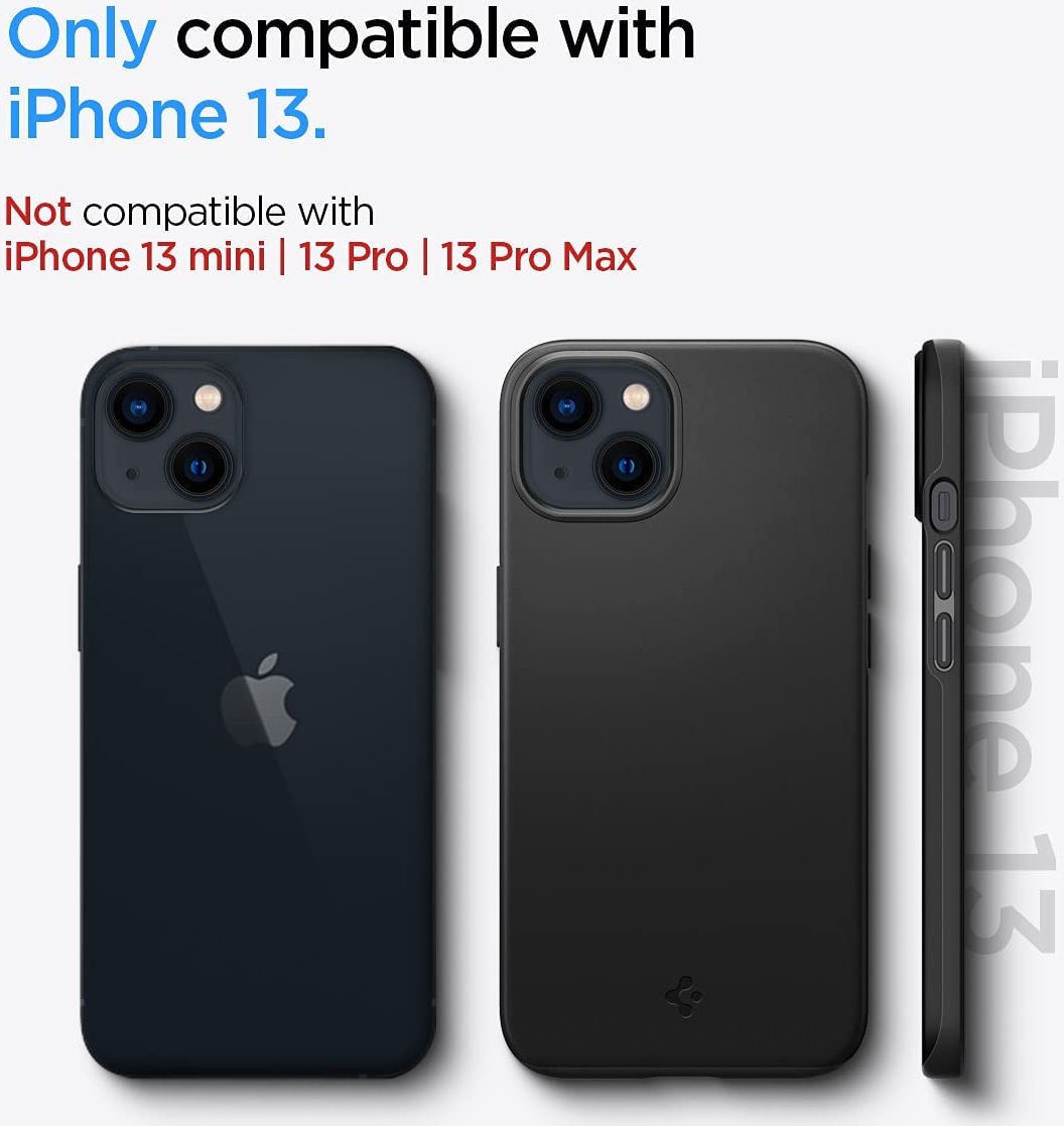 Spigen Thin Fit Apple iPhone 13 Hoesje Ultra Dun Back Cover Zwart afbeelding 9