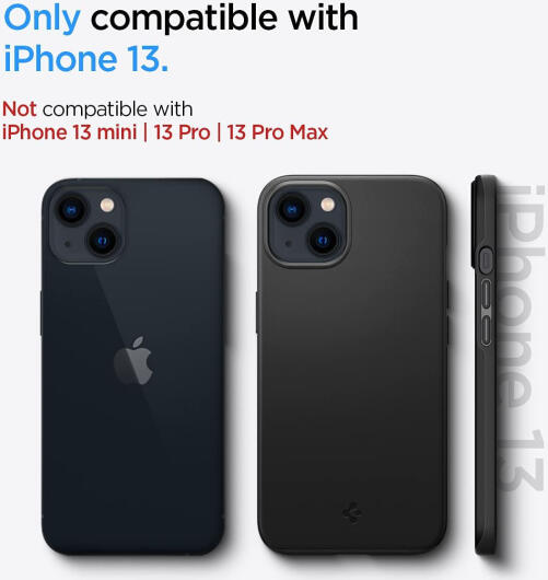 Spigen Thin Fit Apple iPhone 13 Hoesje Ultra Dun Back Cover Zwart afbeelding 9