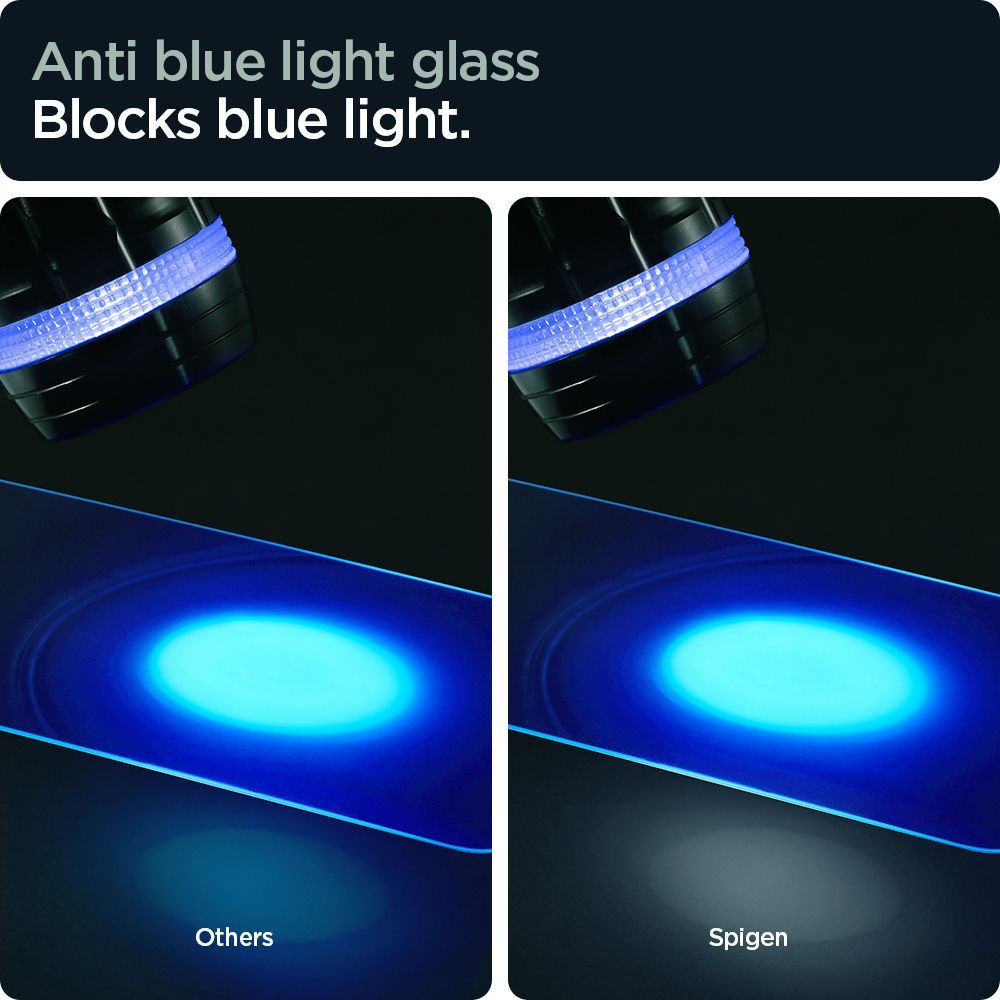 Spigen iPhone 13 Pro Max Screenprotector Anti-Blue Light (2-Pack) afbeelding 6