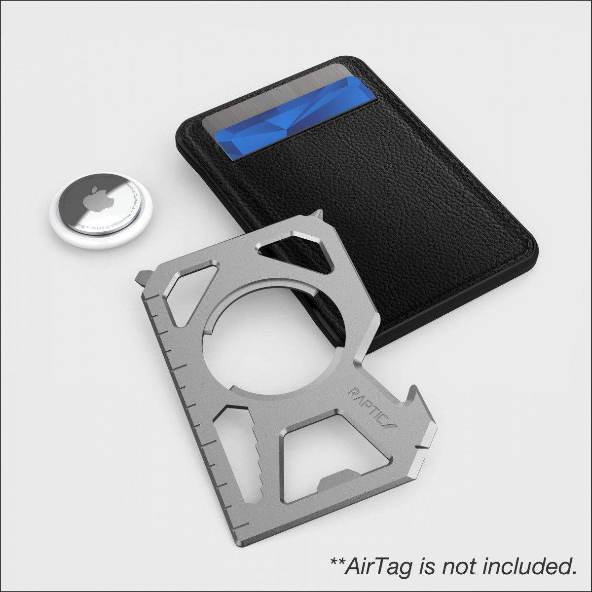 Raptic Tactical Wallet Apple AirTag Portemonnee Echt Leer Zwart afbeelding 5