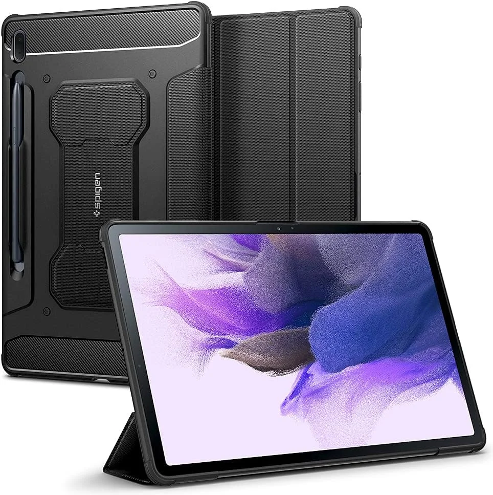 Spigen Rugged Armor Pro Samsung Galaxy Tab S7 FE Hoes Zwart afbeelding 1