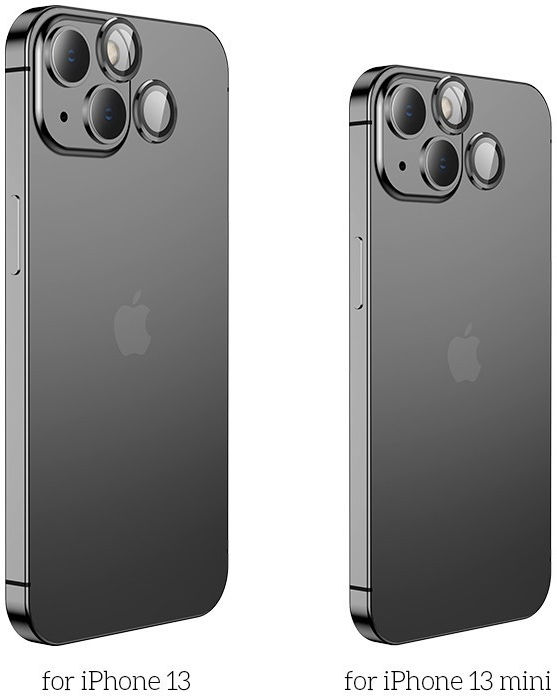 Hoco iPhone 13 / iPhone 13 Mini Camera Protector Tempered Glass Zwart afbeelding 2