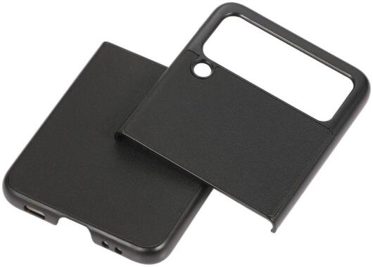Samsung Galaxy Z Flip 3 Hoesje Back Cover Echt Leer Zwart afbeelding 2