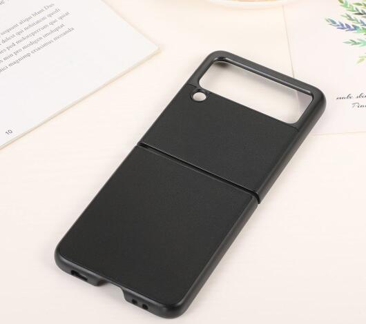 Samsung Galaxy Z Flip 3 Hoesje Back Cover Echt Leer Zwart afbeelding 3