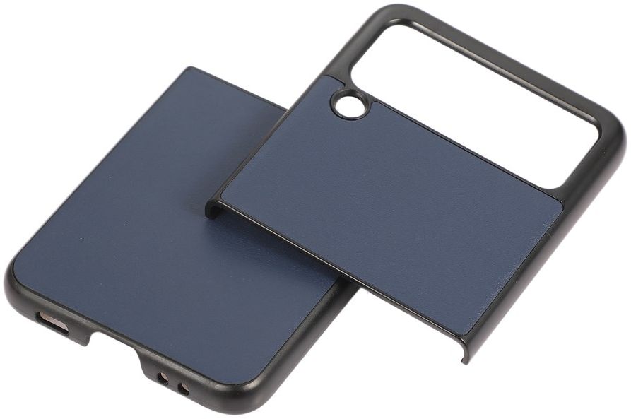 Samsung Galaxy Z Flip 3 Hoesje Back Cover Echt Leer Blauw afbeelding 2