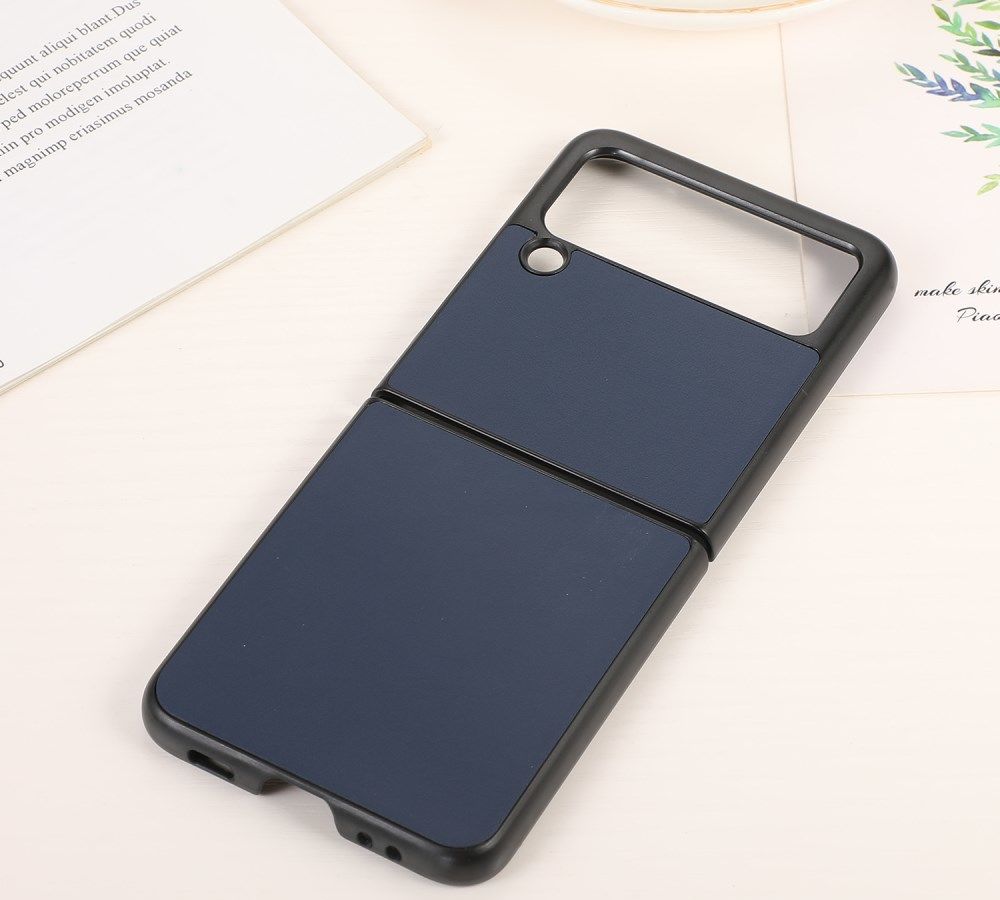 Samsung Galaxy Z Flip 3 Hoesje Back Cover Echt Leer Blauw afbeelding 3