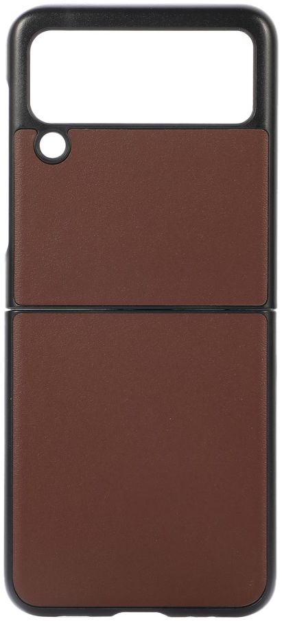 Samsung Galaxy Z Flip 3 Hoesje Back Cover Echt Leer Bruin afbeelding 1