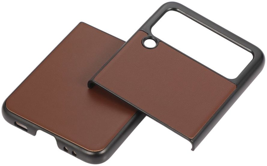 Samsung Galaxy Z Flip 3 Hoesje Back Cover Echt Leer Bruin afbeelding 2