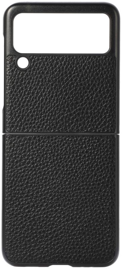 Samsung Galaxy Z Flip Hoesje Litchi Textuur Back Cover Echt Leer Zwart afbeelding 1