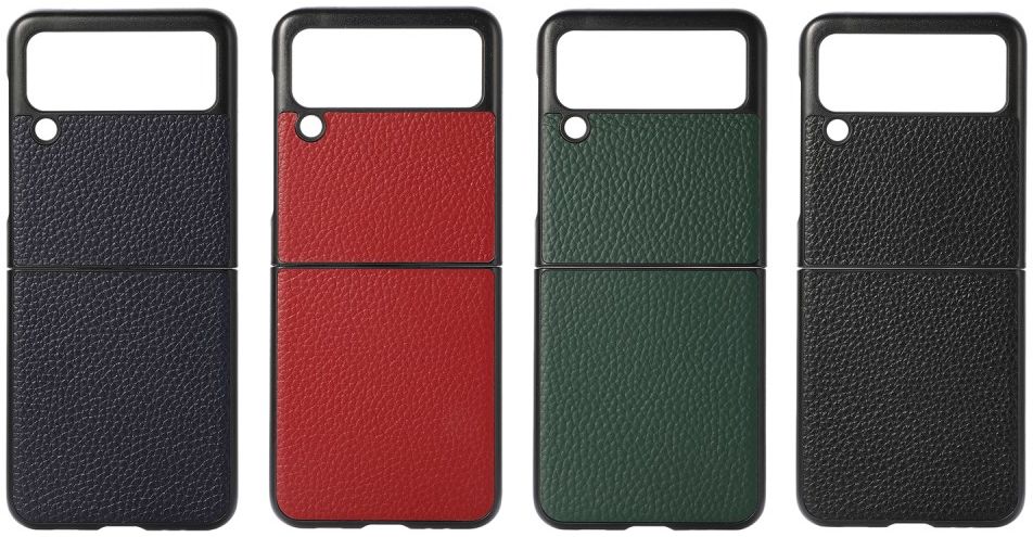 Samsung Galaxy Z Flip Hoesje Litchi Textuur Back Cover Echt Leer Zwart afbeelding 4