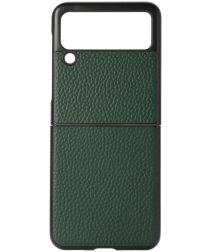 Samsung Galaxy Z Flip Hoesje Litchi Textuur Back Cover Echt Leer Groen