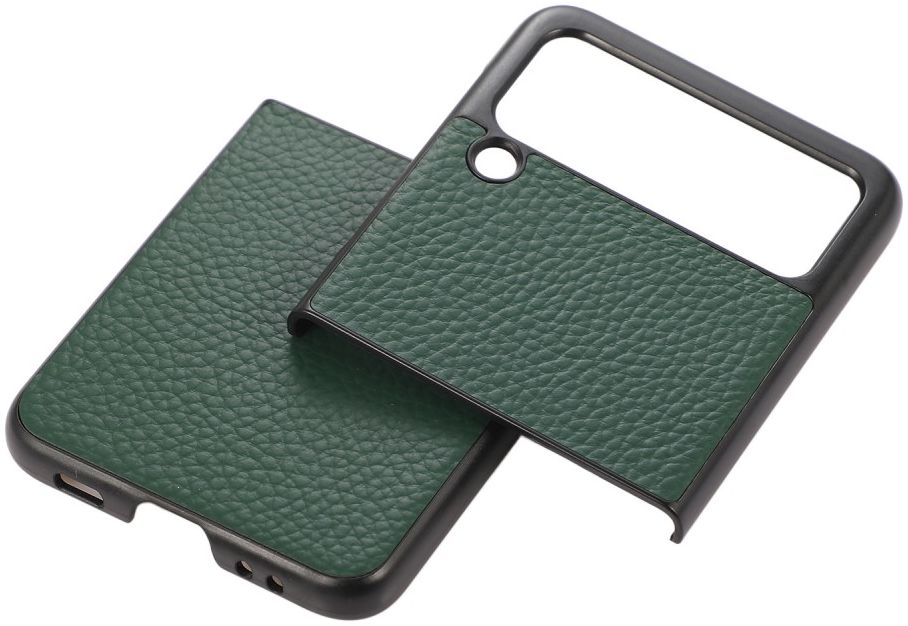 Samsung Galaxy Z Flip Hoesje Litchi Textuur Back Cover Echt Leer Groen afbeelding 2