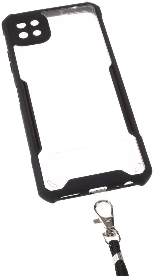 Samsung Galaxy A22 5G Hoesje met Koord Back Cover Keycord Zwart afbeelding 2