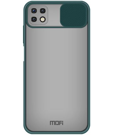 MOFI Samsung Galaxy A22 5G Hoesje Camera Slider Back Cover Groen Hoesjes