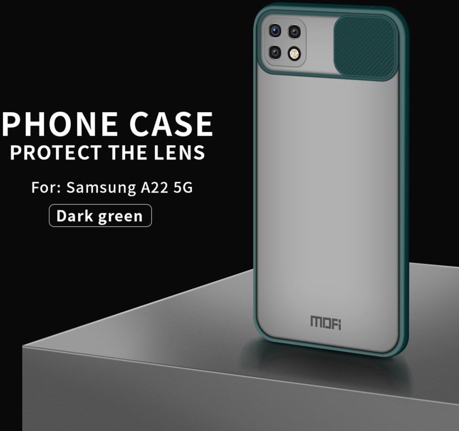 MOFI Samsung Galaxy A22 5G Hoesje Camera Slider Back Cover Groen afbeelding 2