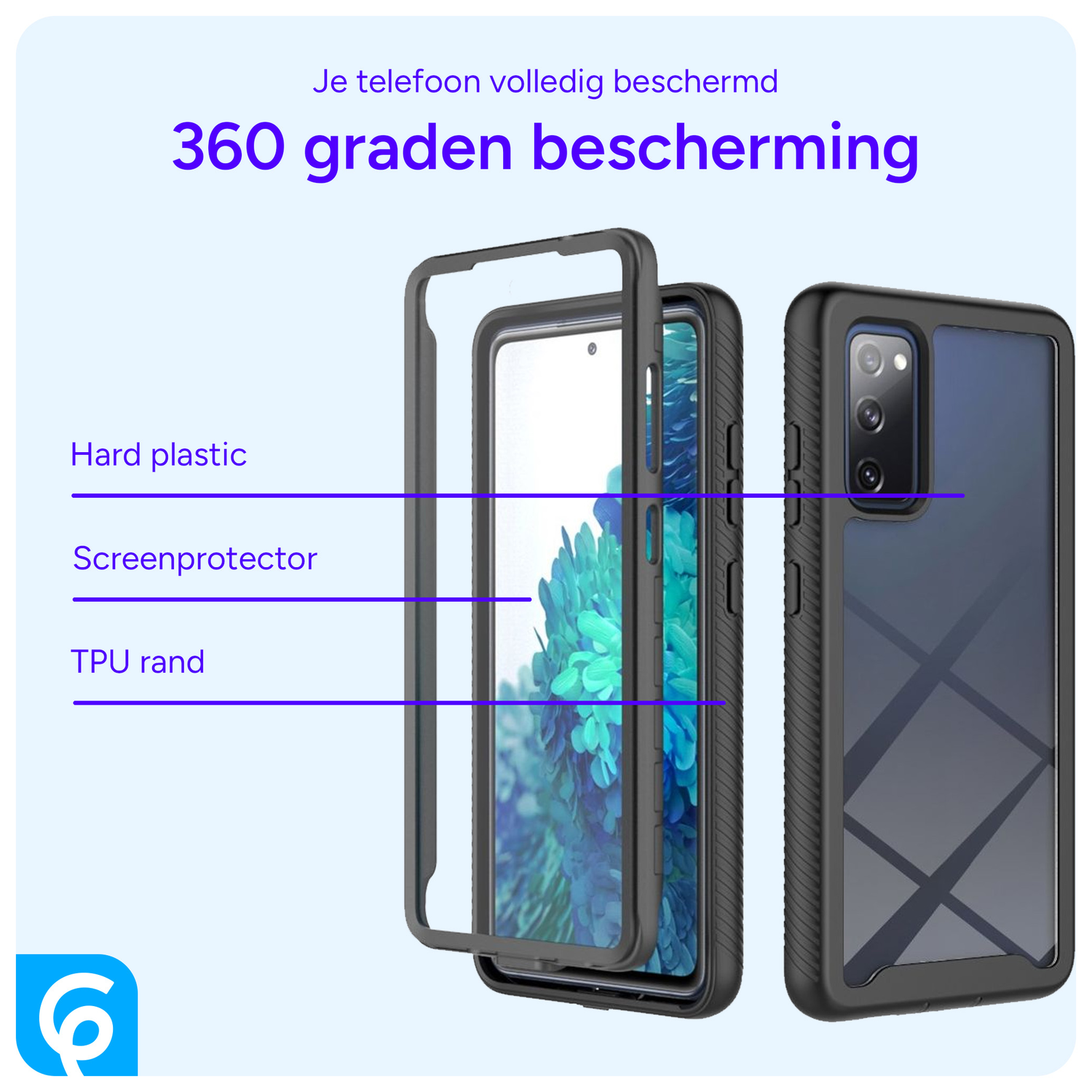 Samsung Galaxy S20 FE Hoesje Full Protect 360° Cover Hybride Zwart afbeelding 5