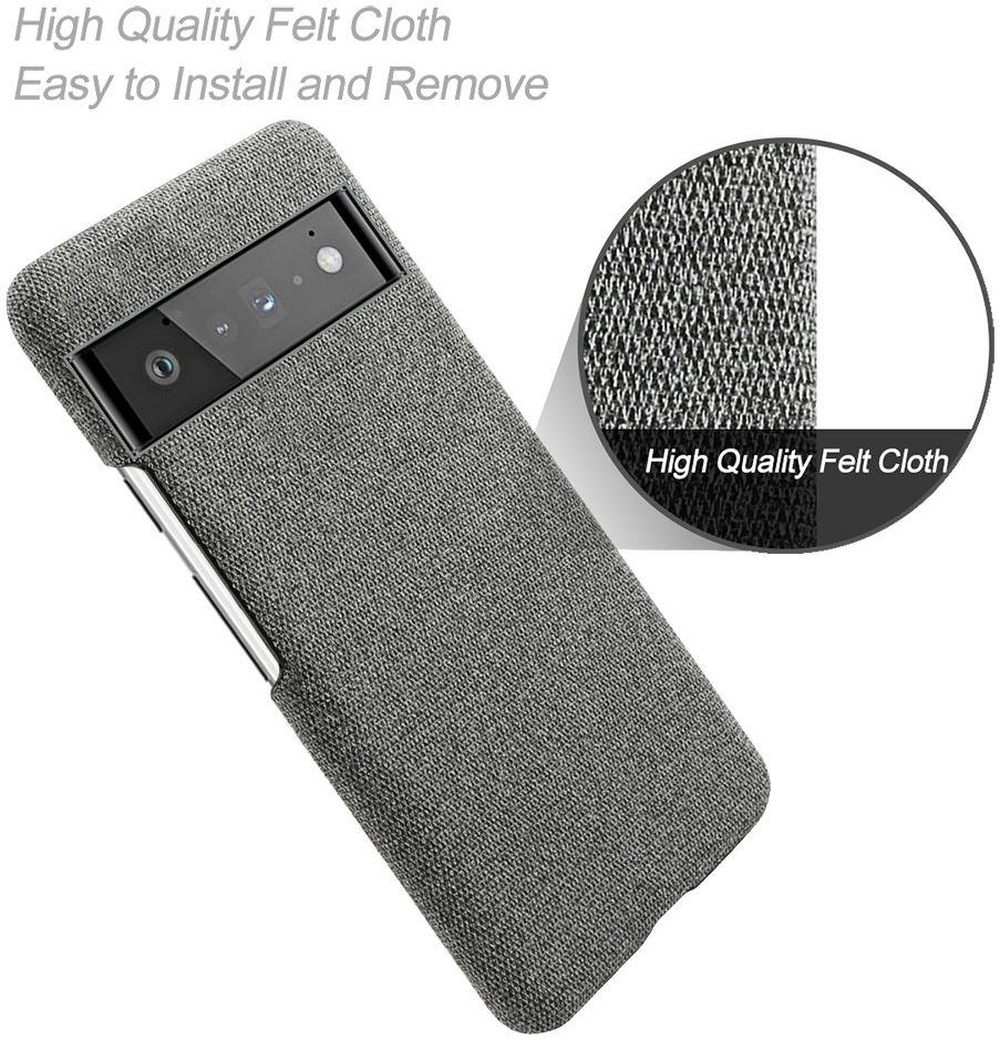 Google Pixel 6 Pro Hoesje Hard Plastic met Stoffen Afwerking Grijs afbeelding 2