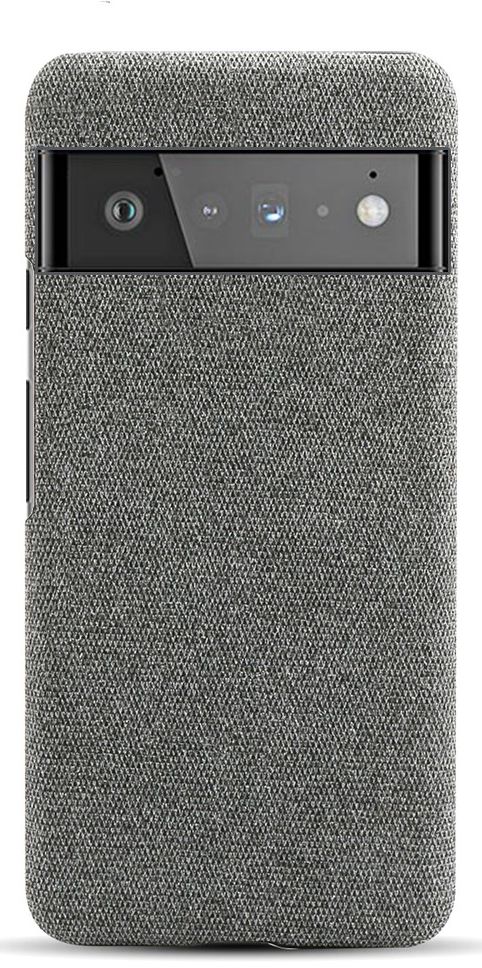 Google Pixel 6 Pro Hoesje Hard Plastic met Stoffen Afwerking Grijs afbeelding 4