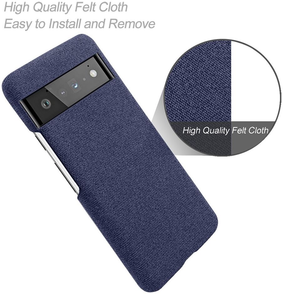 Google Pixel 6 Pro Hoesje Hard Plastic met Stoffen Afwerking Blauw afbeelding 2