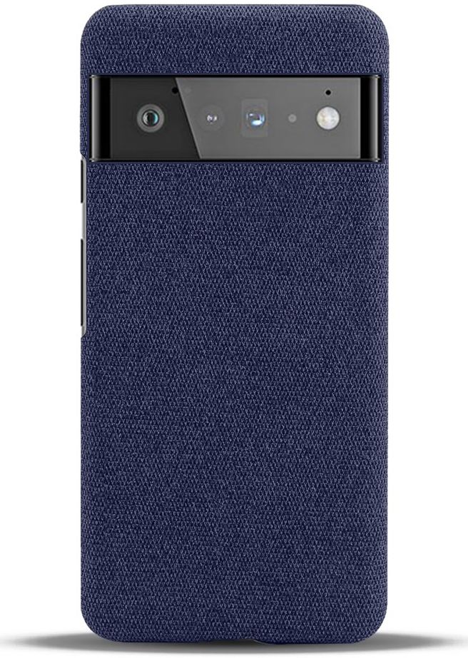 Google Pixel 6 Pro Hoesje Hard Plastic met Stoffen Afwerking Blauw afbeelding 4