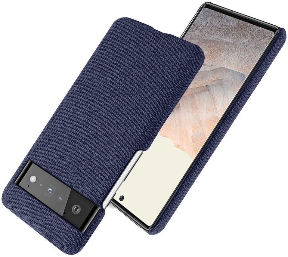 Google Pixel 6 Pro Hoesje Hard Plastic met Stoffen Afwerking Blauw afbeelding 5