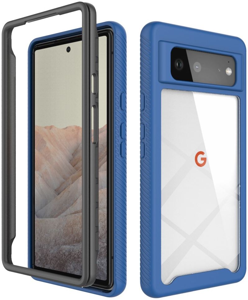 Google Pixel 6 Hoesje Volledig Schokbestendig Hybride Cover Blauw afbeelding 1